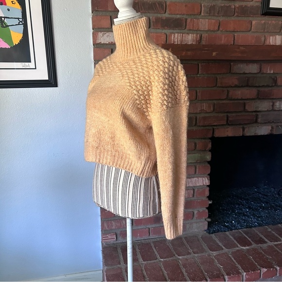 Free People Bradley Pullover Turtleneck Sweater in Carmel Heather Sz XS - Picture 5 of 8